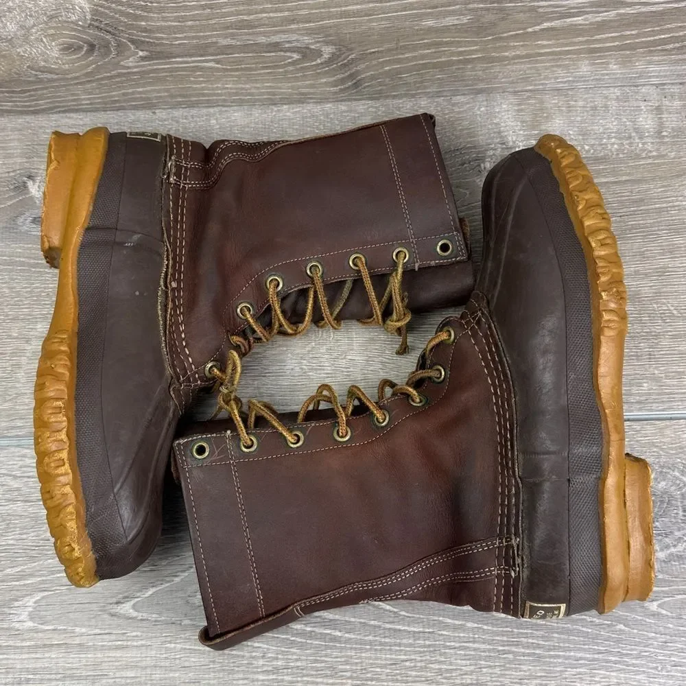 LL Bean Maine Hunting Shoe Women’s Sz 7D Brown Leather 8-Eye Lace Up Duck Boots